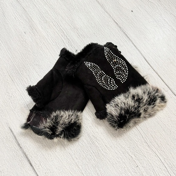 Womens Lace-Up Faux Fur/Suede/Fingerless Gloves One Size Victorian Style Costume - Picture 1 of 3